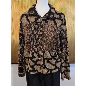 Y2K VTG Cache Large Animal Print Super Soft Long-sleeve Button-up Cardigan
